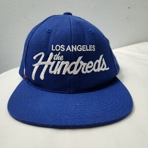 THE HUNDREDS Team Snapback Bomb Embriodery LA Script Blue OS Adjustable Cap